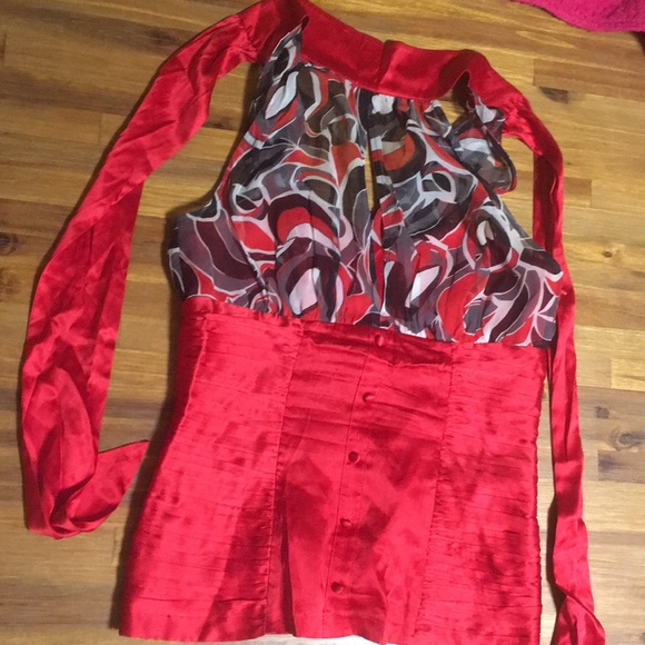 Women’s red and black halter top - Picture 1 of 2